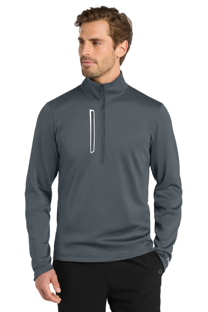 Front View of Gear Grey OGIO Fulcrum 1/4-Zip. OE701