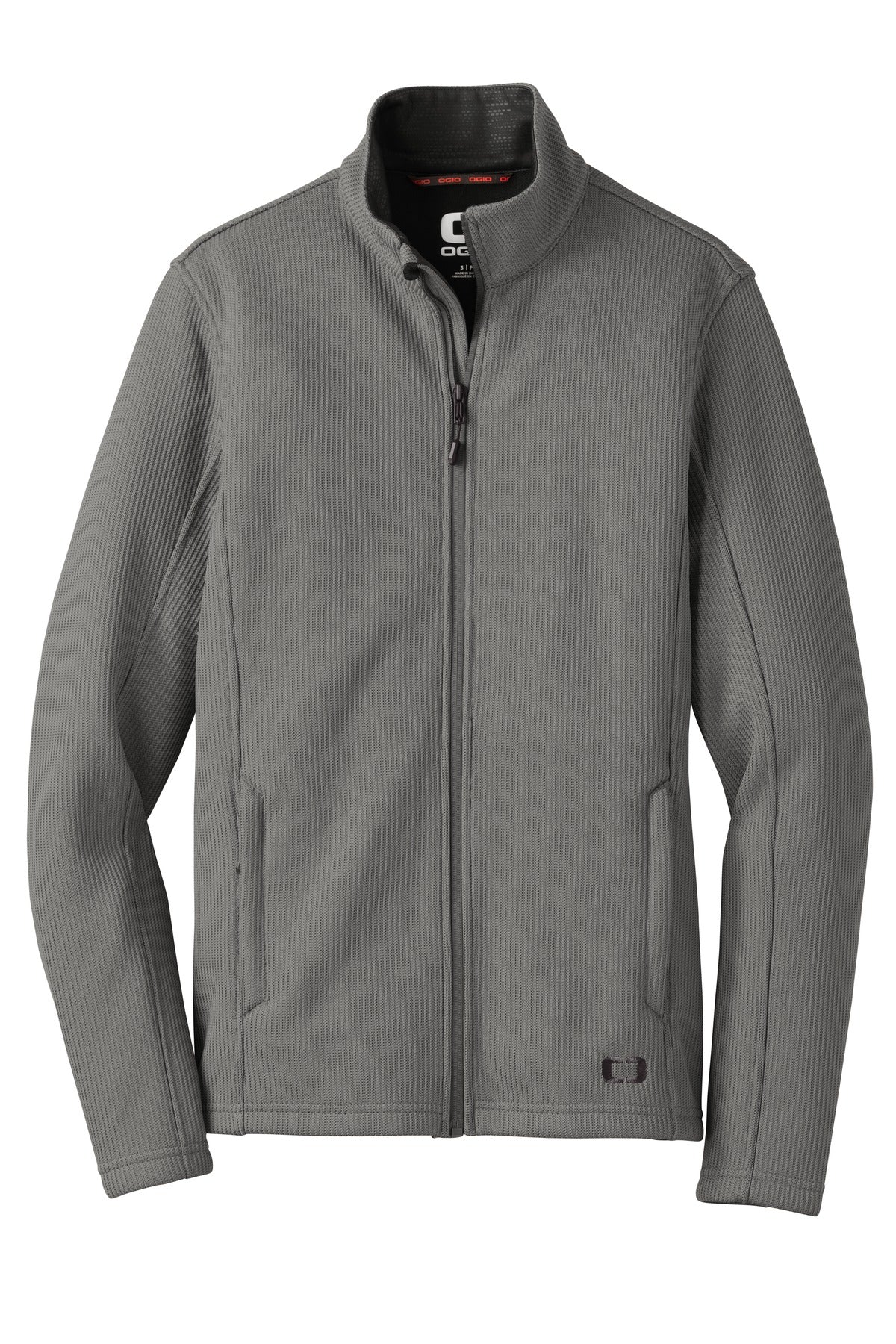 Front View of Gear Grey OGIO Grit Fleece Jacket. OG727