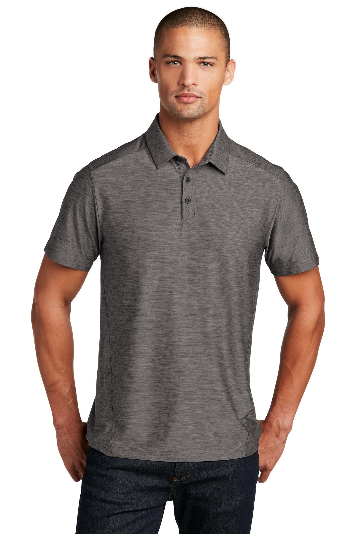 Front View of Gear Grey OGIO Slate Polo. OG143