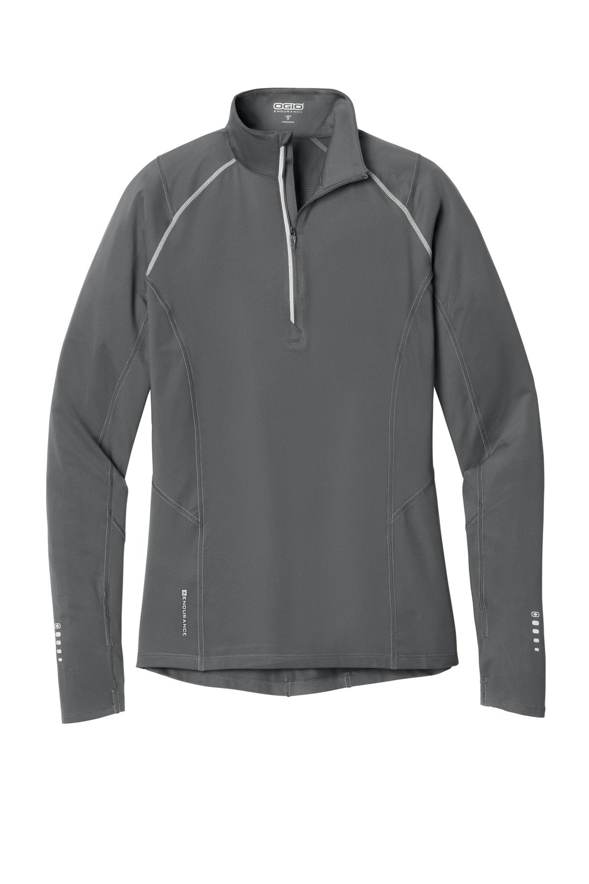 Front View of Gear Grey OGIO Women's Nexus 1/4-Zip Pullover. LOE335