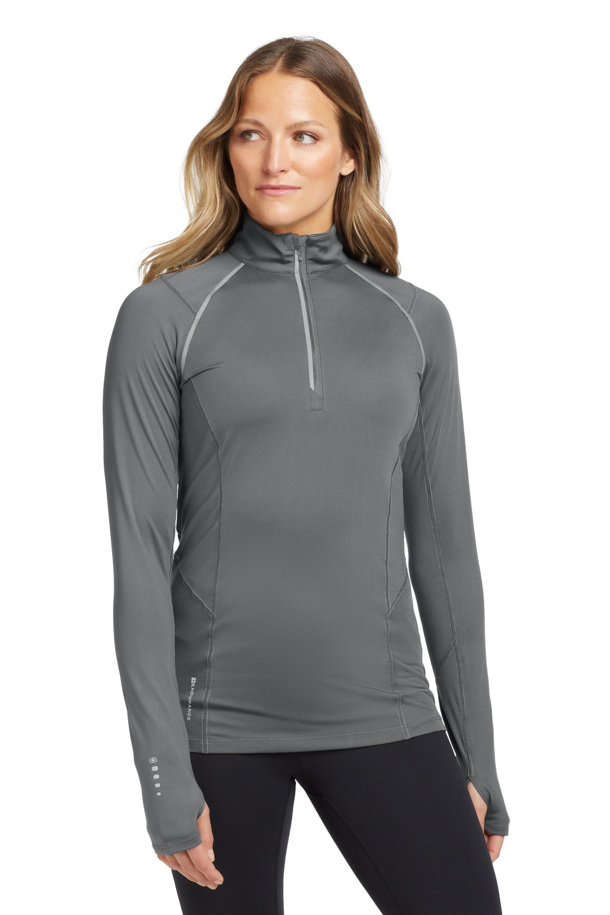 Front View of Gear Grey OGIO Women's Nexus 1/4-Zip Pullover. LOE335