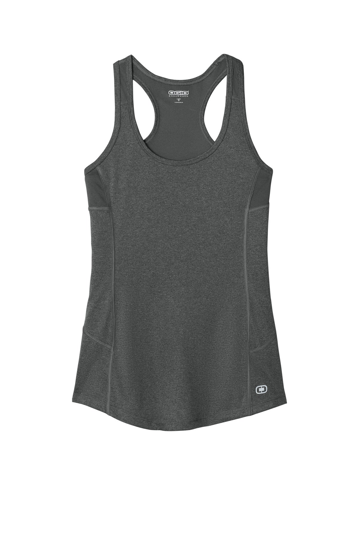 Front View of Gear Grey OGIO Women's Racerback Pulse Tank. LOE322