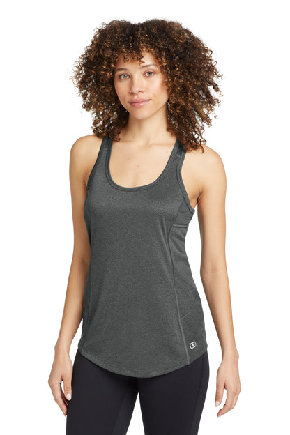 Front View of Gear Grey OGIO Women's Racerback Pulse Tank. LOE322