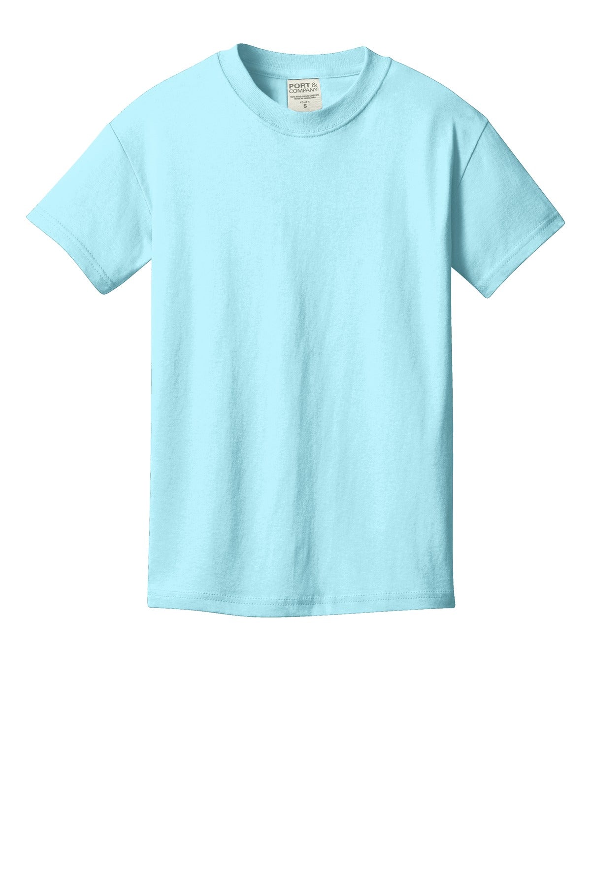 Front View of Glacier Port & Company Youth Beach Wash Garment-Dyed Tee. PC099Y