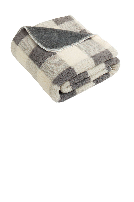 Front View of G/MshBfPld Port Authority Double-Sided Sherpa/Plush Blanket BP48