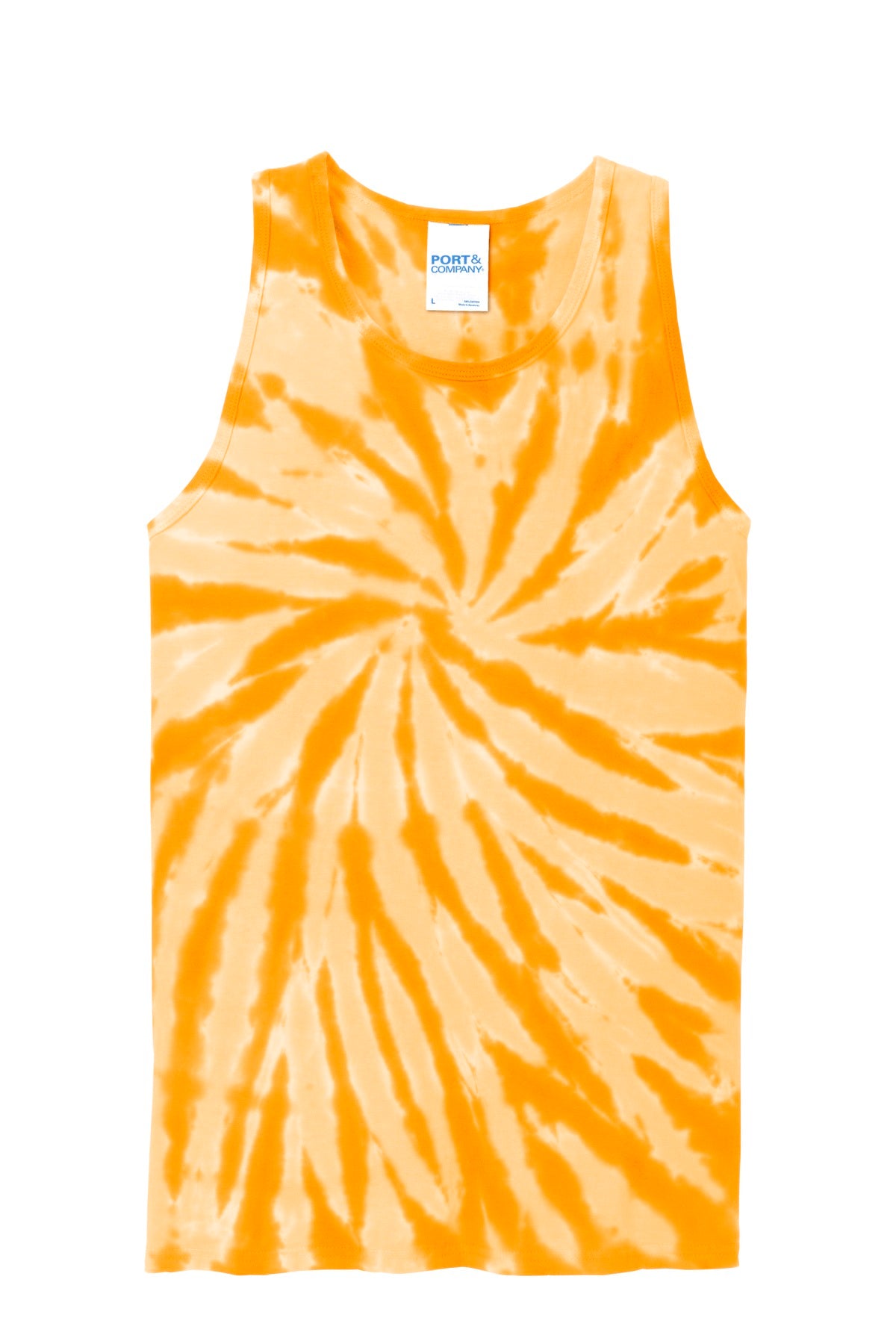 Front View of Gold Port & Company Tie-Dye Tank Top. PC147TT