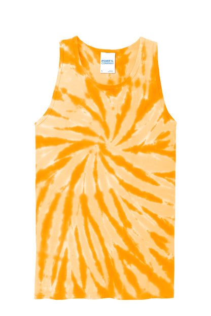 Front View of Gold Port & Company Tie-Dye Tank Top. PC147TT