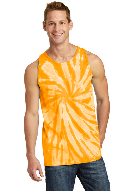 Front View of Gold Port & Company Tie-Dye Tank Top. PC147TT