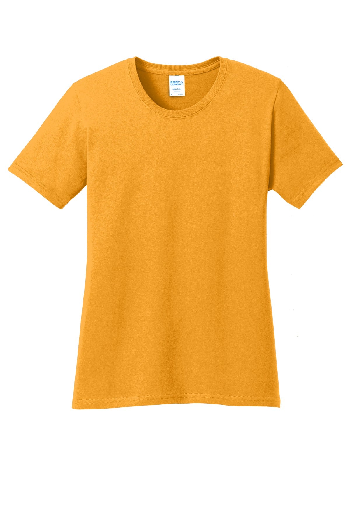 Front View of Gold Port & Company Women's Core Cotton Tee. LPC54