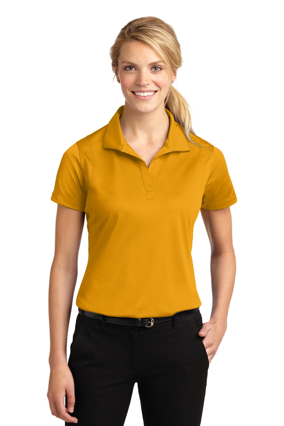 Front View of Gold Sport-Tek Women's Micropique Sport-Wick Polo. LST650