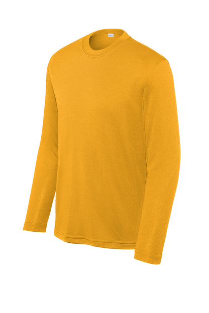 Front View of Gold Sport-Tek Youth Long Sleeve PosiCharge Competitor Tee. YST350LS