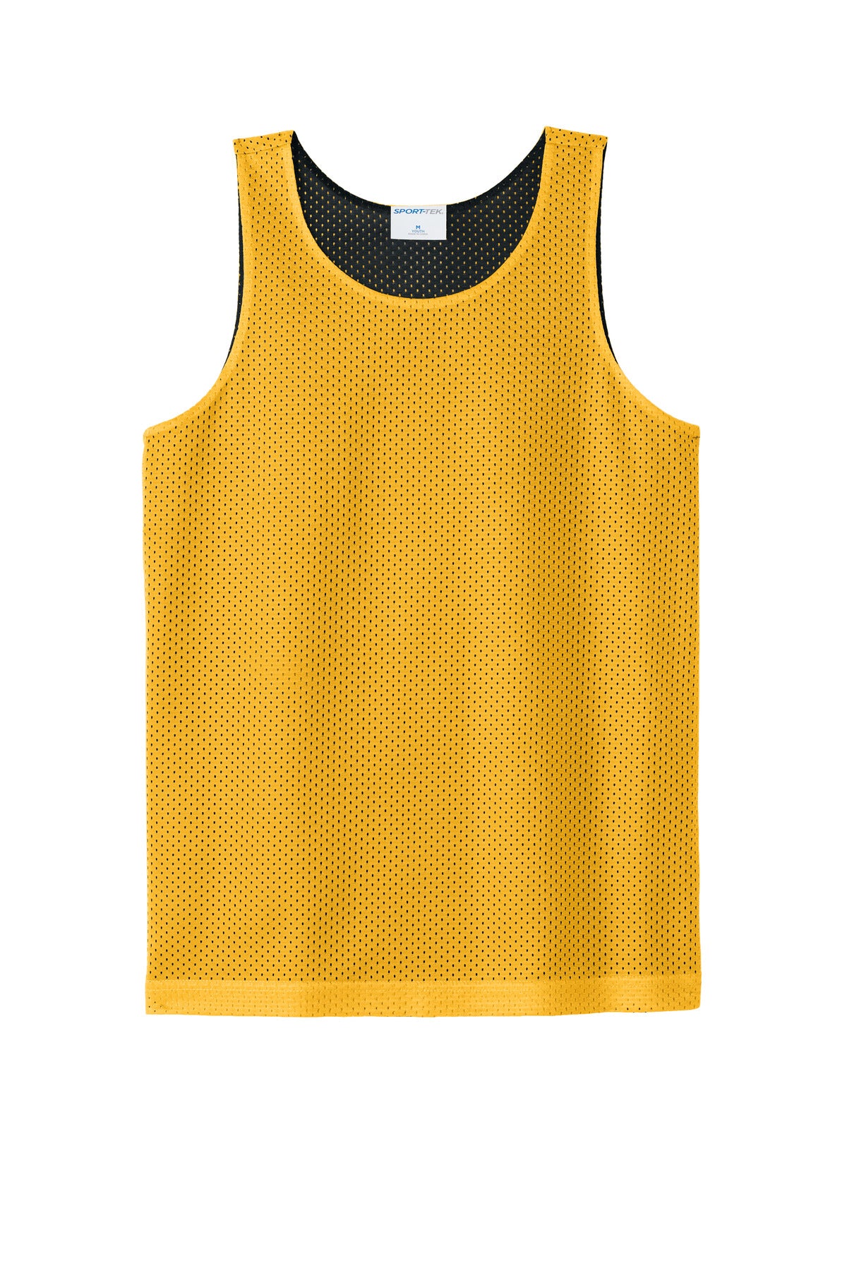 Front View of Gold/Black Sport-Tek Youth PosiCharge Reversible Mesh Tank YST5000