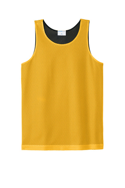 Front View of Gold/Black Sport-Tek Youth PosiCharge Reversible Mesh Tank YST5000