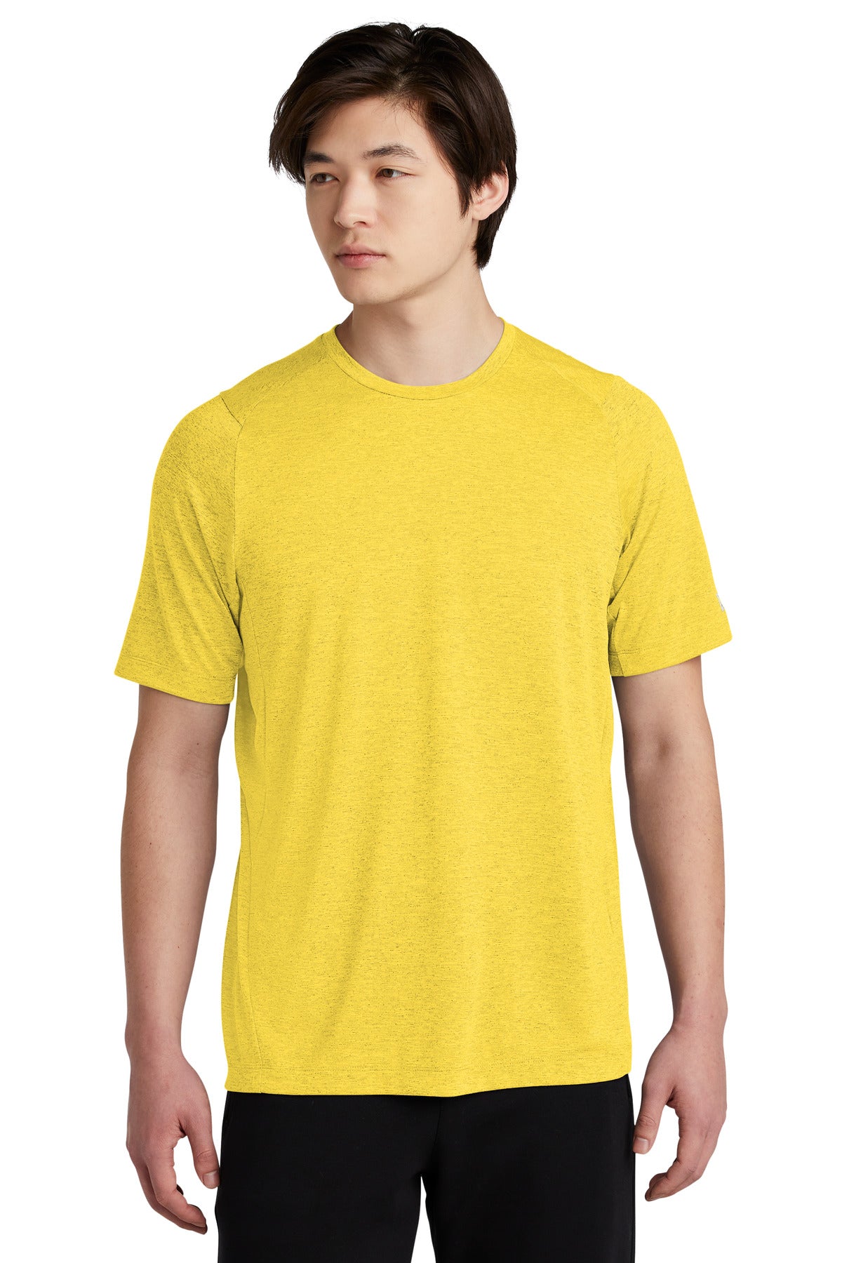 Front View of Goldenrod New Era Series Performance Crew Tee. NEA200