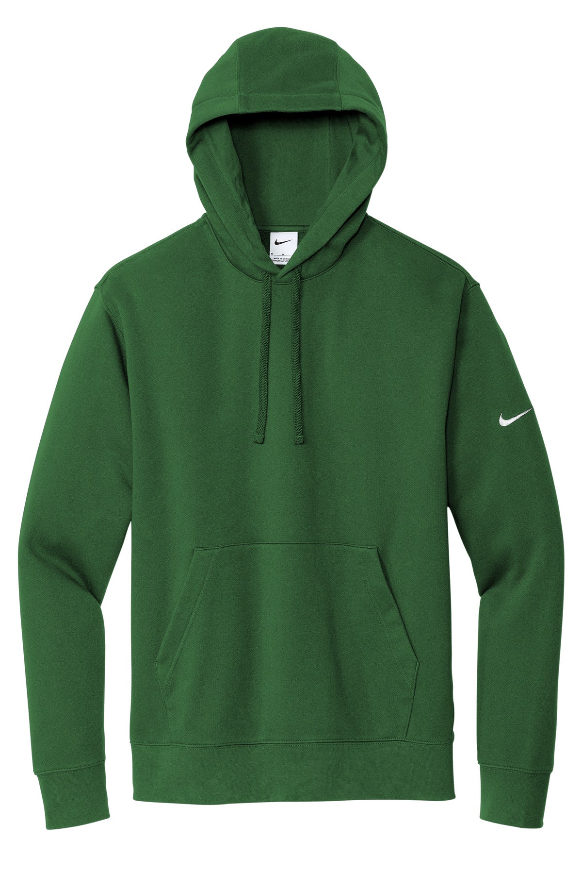 Front View of GorgeGreen Nike Club Fleece Sleeve Swoosh Pullover Hoodie NKDR1499