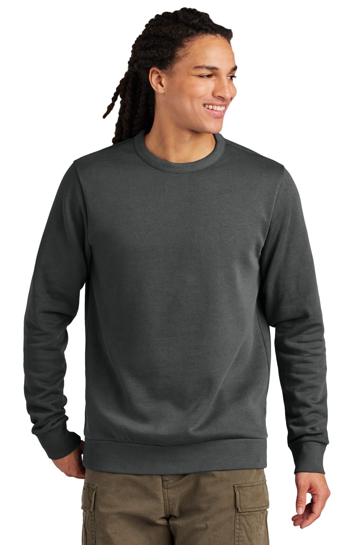 Front View of Graphite District Wash Fleece Crew DT2204