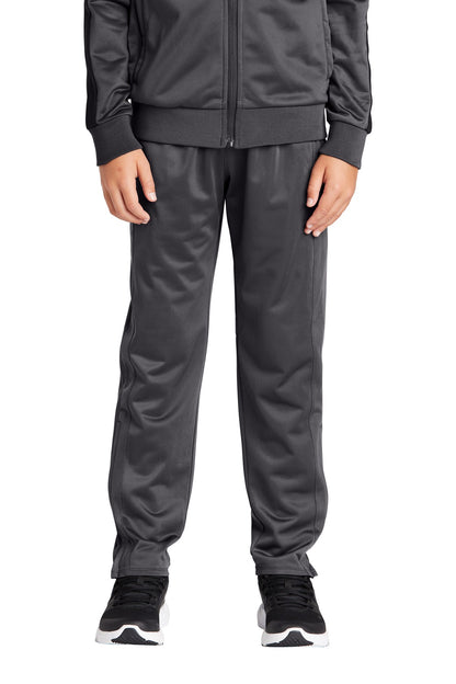 Front View of Graphite Grey Sport-Tek Youth Tricot Track Jogger. YPST95