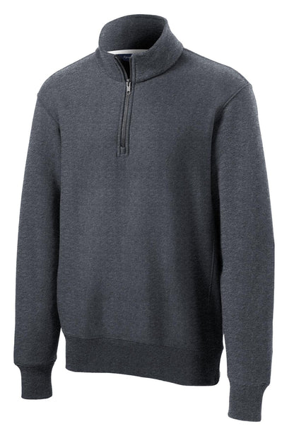 Front View of Graphite Hthr Sport-Tek Super Heavyweight 1/4-Zip Pullover Sweatshirt. ST283