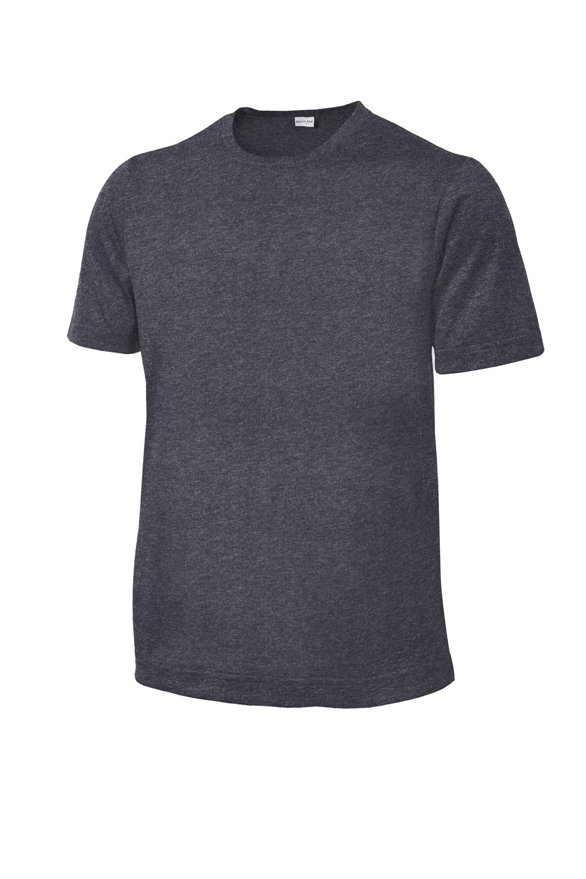 Front View of Graphite Hthr Sport-Tek Youth Heather Contender Tee. YST360