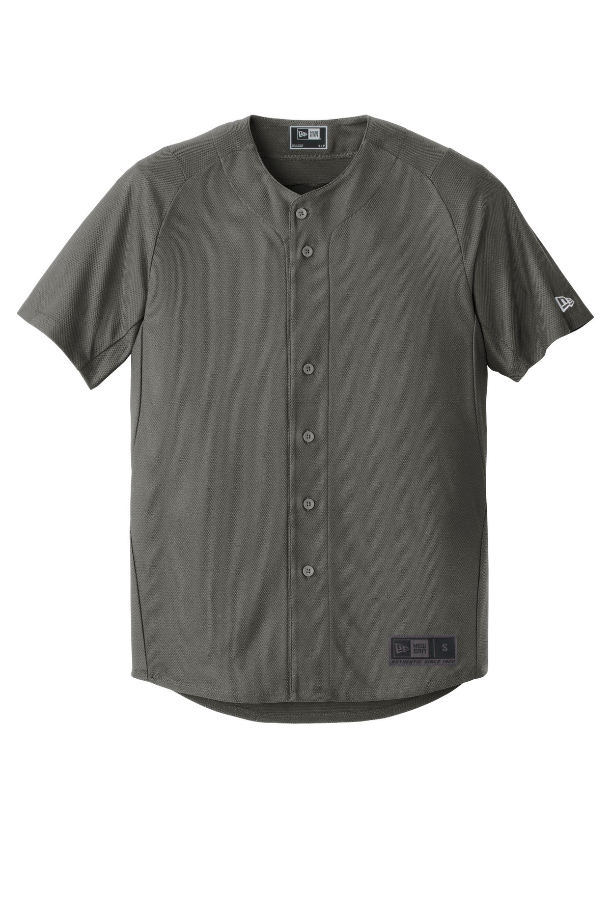 Front View of Graphite New Era Diamond Era Full-Button Jersey. NEA220