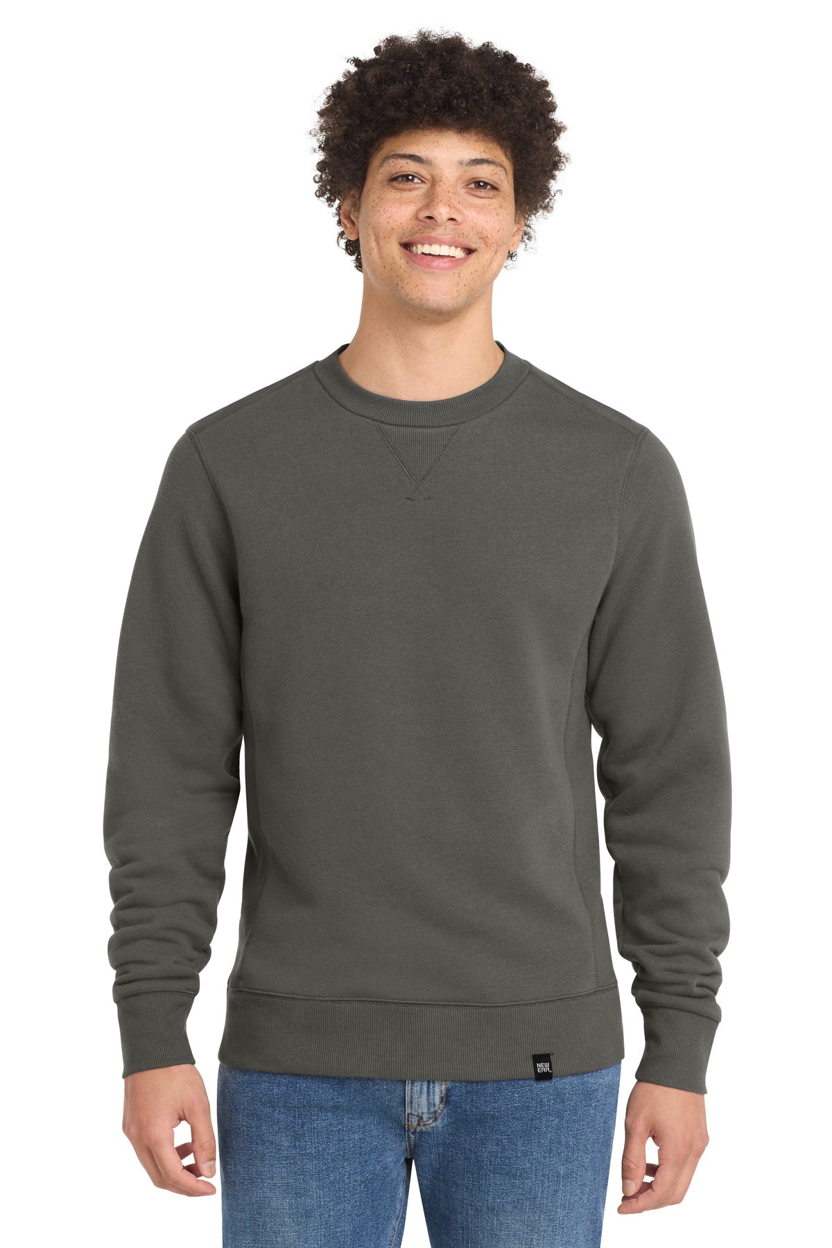 Front View of Graphite New Era French Terry Crew. NEA501