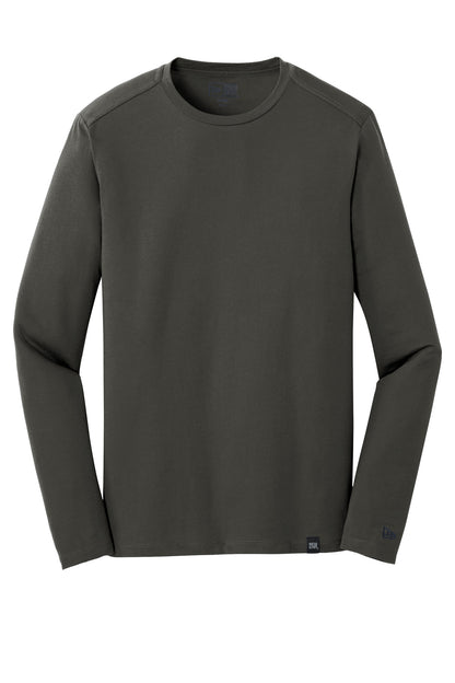 Front View of Graphite New Era Heritage Blend Long Sleeve Crew Tee. NEA102