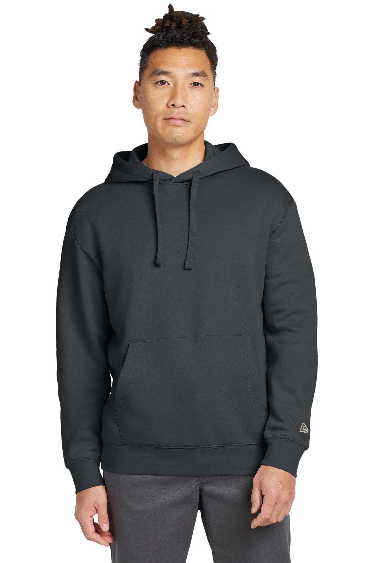 Front View of Graphite New Era Heritage Fleece Pullover Hoodie NEA525