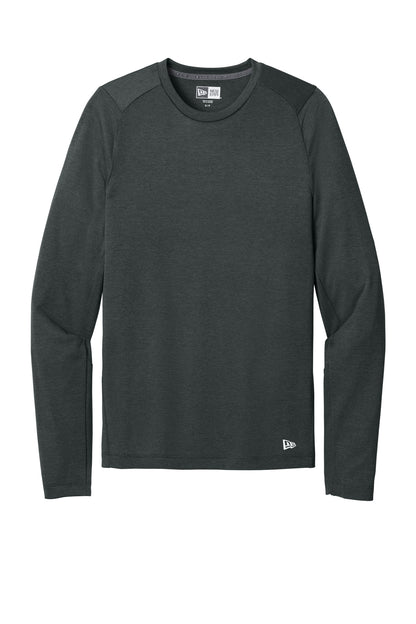 Front View of Graphite New Era Series Performance Long Sleeve Crew Tee. NEA201