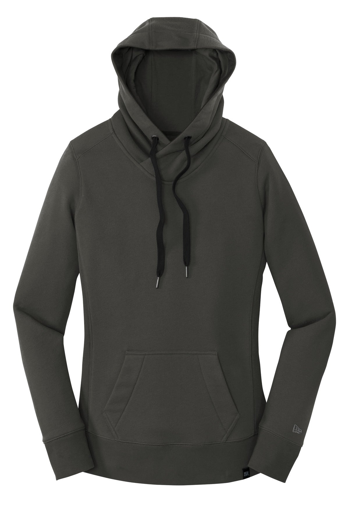 Front View of Graphite New Era Women's French Terry Pullover Hoodie. LNEA500