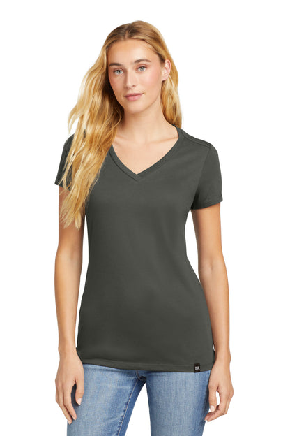 Front View of Graphite New Era Women's Heritage Blend V-Neck Tee. LNEA101