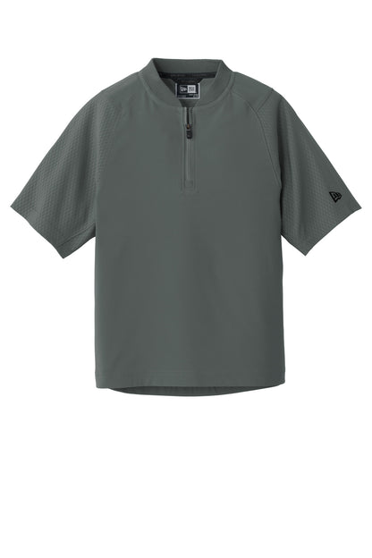 Front View of Graphite New Era Youth Cage Short Sleeve 1/4-Zip Jacket. YNEA600