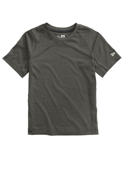 Front View of Graphite New Era Youth Series Performance Crew Tee. YNEA200