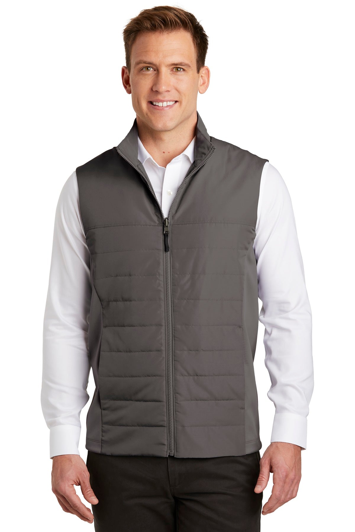 Front View of Graphite Port Authority Collective Insulated Vest. J903