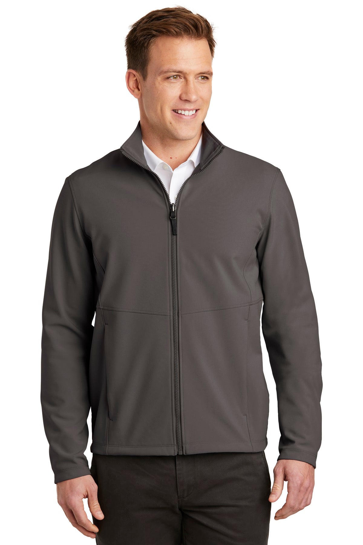 Front View of Graphite Port Authority Collective Soft Shell Jacket. J901