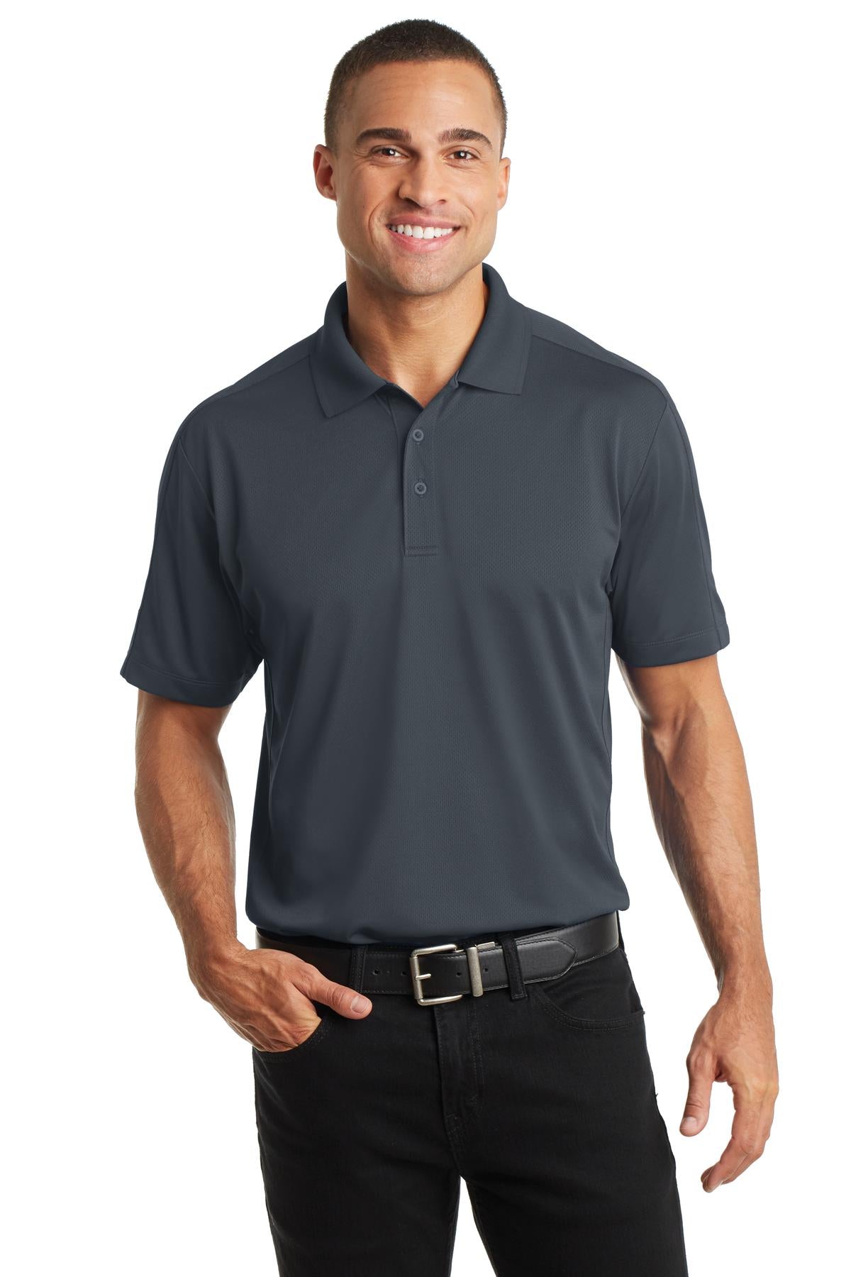 Front View of Graphite Port Authority Diamond Jacquard Polo. K569