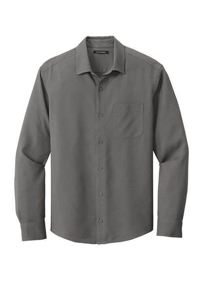 Front View of Graphite Port Authority Long Sleeve Performance Staff Shirt W401