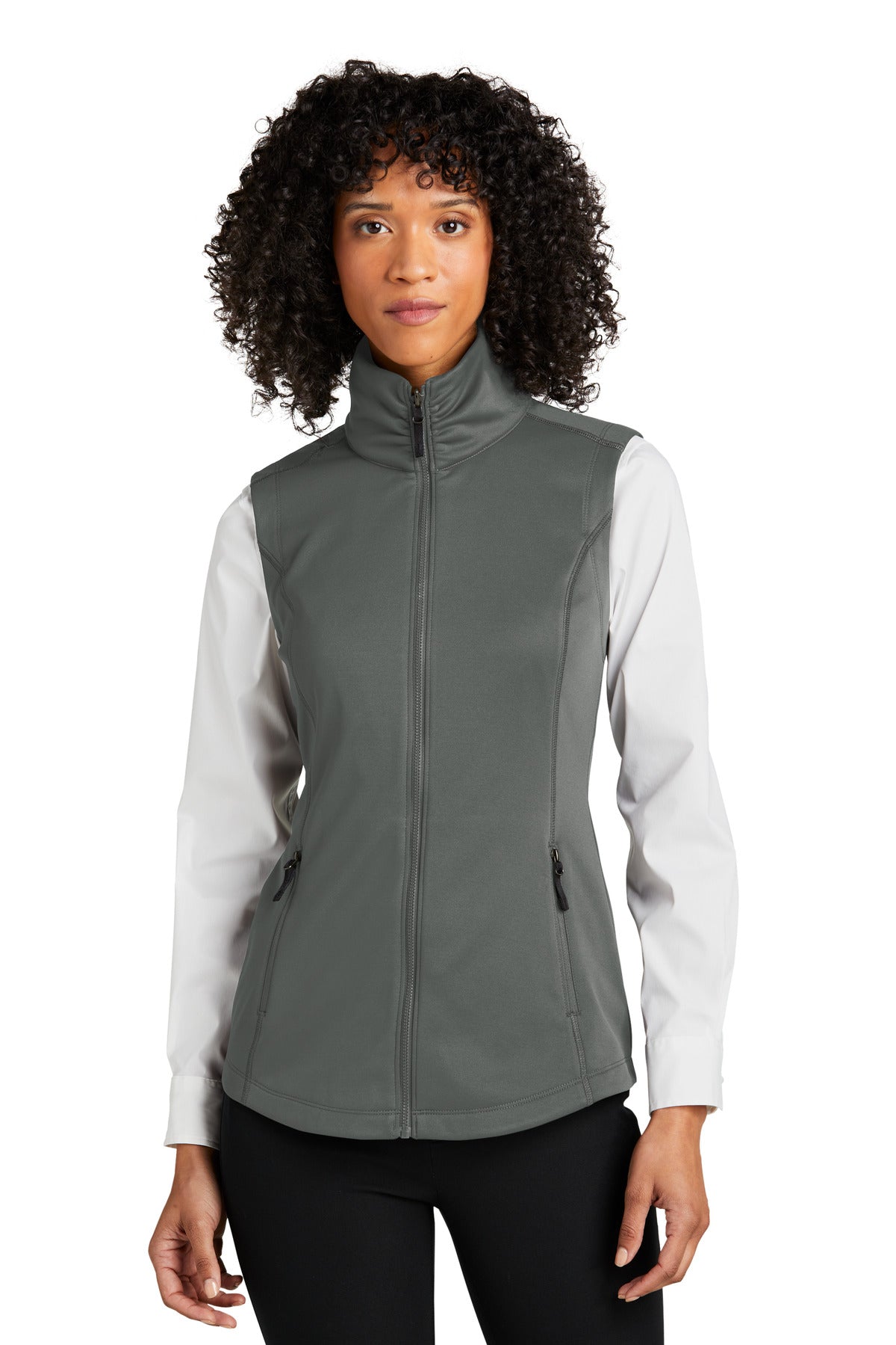 Front View of Graphite Port Authority Women's Collective Smooth Fleece Vest L906
