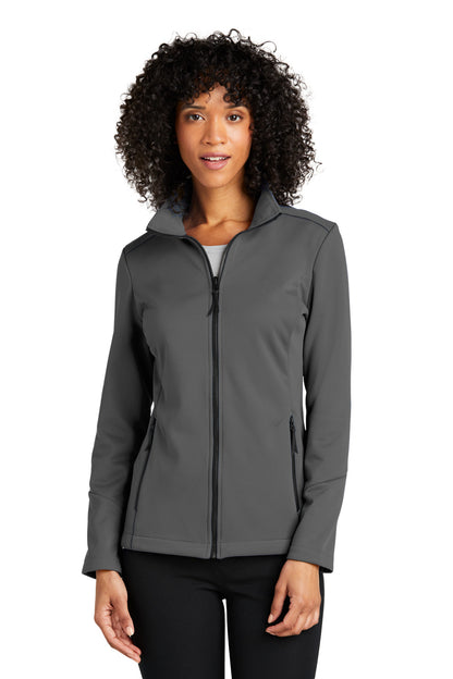 Front View of Graphite Port Authority Women's Collective Tech Soft Shell Jacket L921