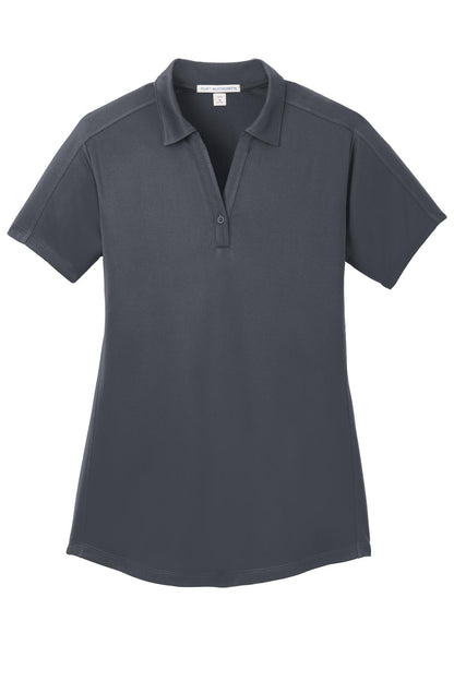 Front View of Graphite Port Authority Women's Diamond Jacquard Polo. L569