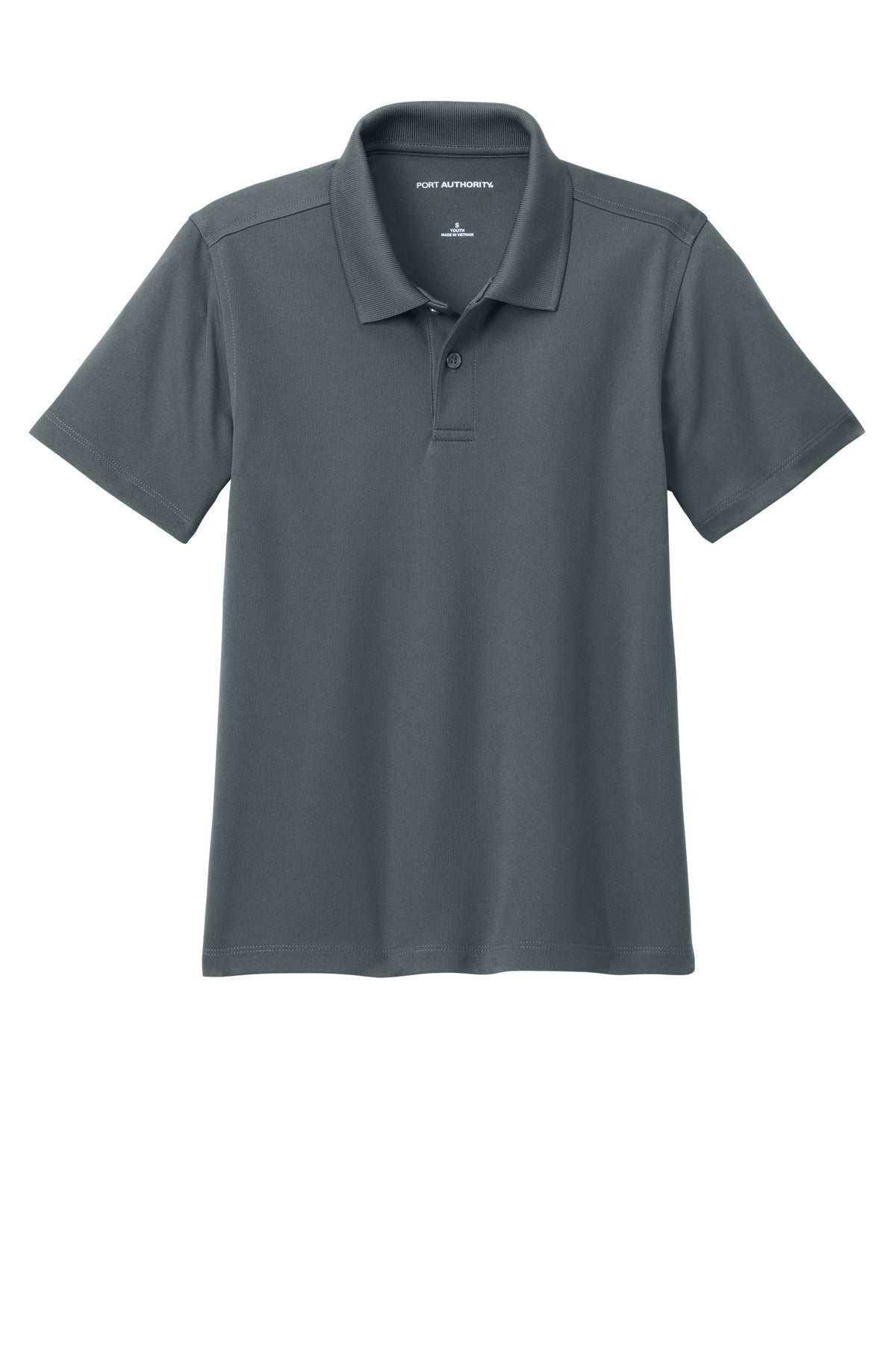 Front View of Graphite Port Authority Youth Dry Zone UV Micro-Mesh Polo Y110