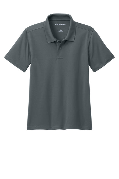 Front View of Graphite Port Authority Youth Dry Zone UV Micro-Mesh Polo Y110
