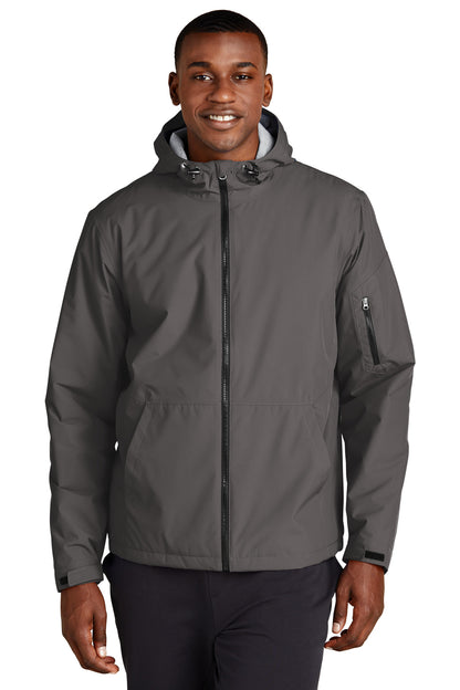 Front View of Graphite Sport-Tek Waterproof Insulated Jacket JST56