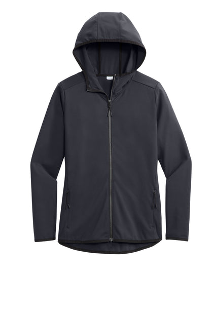 Front View of Graphite Sport-Tek Women's Circuit Hooded Full-Zip LST870