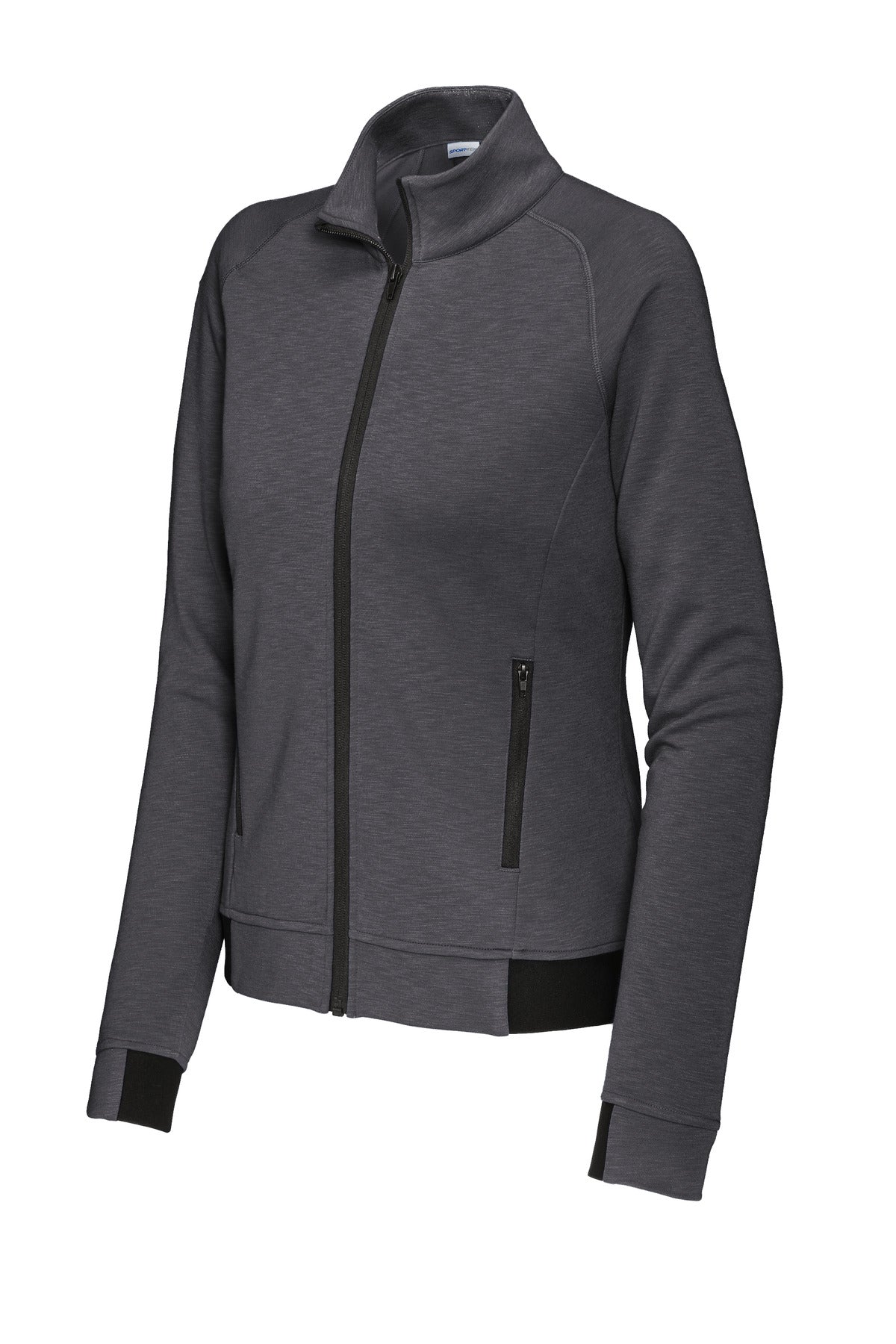 Front View of Graphite Sport-Tek Women's PosiCharge Strive Full-Zip LST570