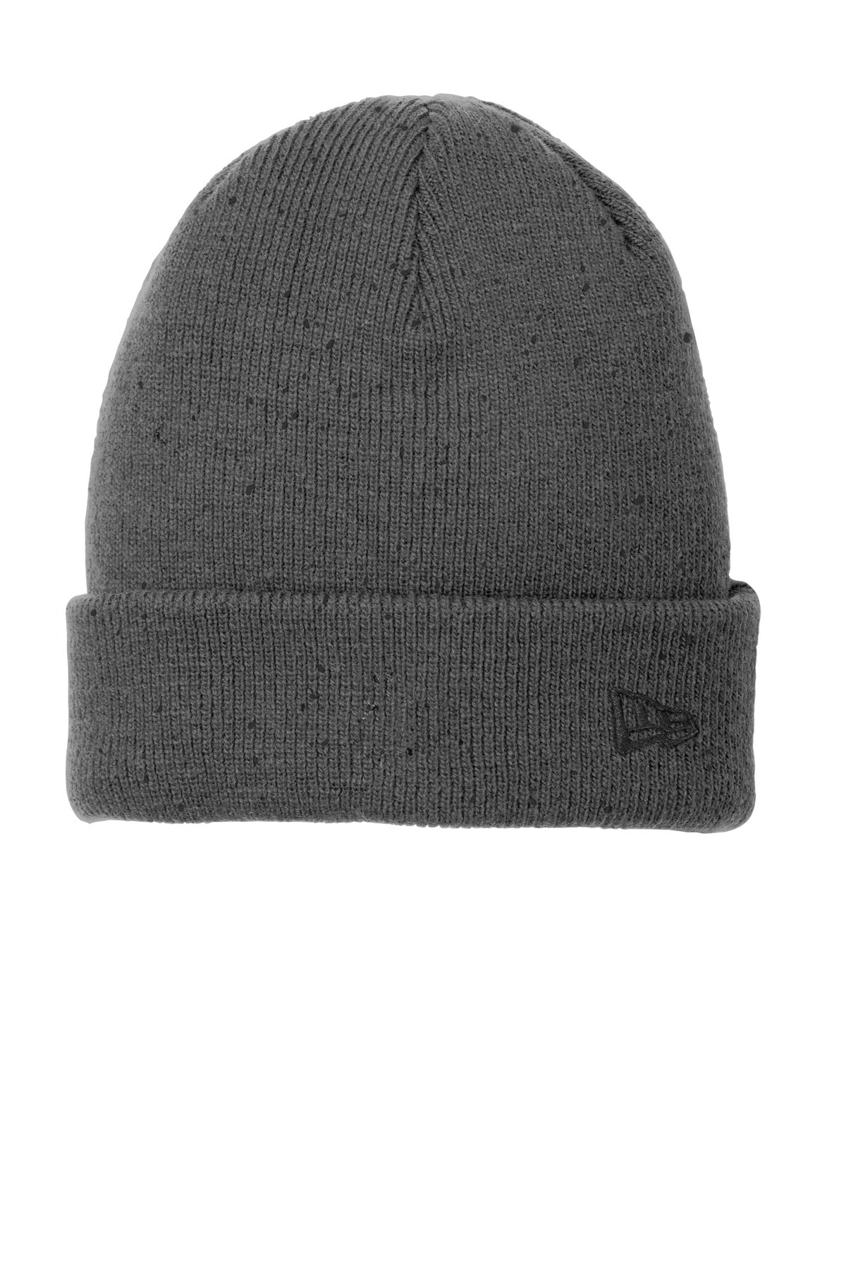 Front View of Graphite/Black New Era Speckled Beanie. NE905