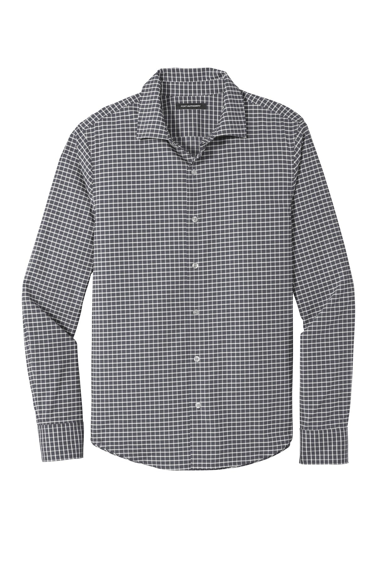Front View of Graphite/White Port Authority City Stretch Shirt W680