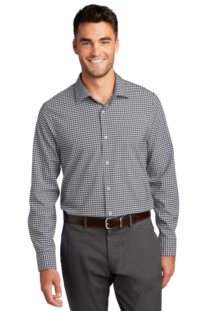 Front View of Graphite/White Port Authority City Stretch Shirt W680