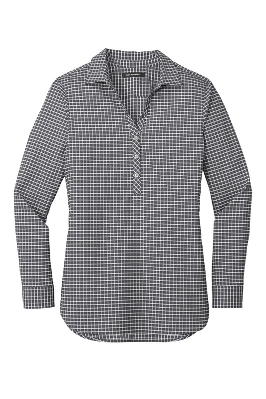 Front View of Graphite/White Port Authority Ladies City Stretch Tunic LW680