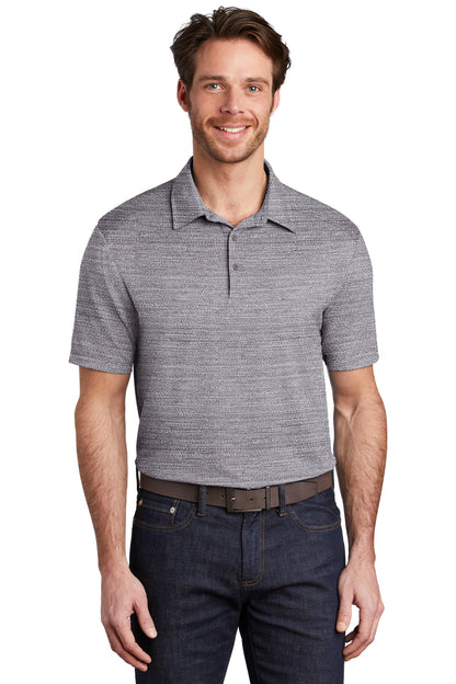 Front View of Graphite/White Port Authority Stretch Heather Polo K583