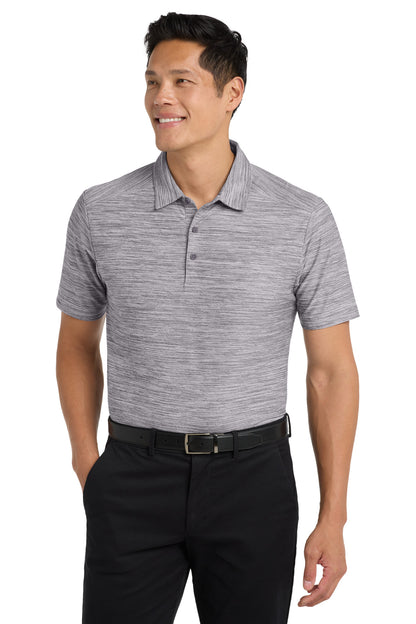 Front View of Graphite/White Port Authority Stretch Heather Polo K583
